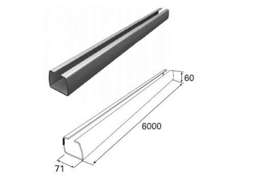 Балка направляющая (профиль, шина, рельс) DoorHan DHS71/M 71x60x3,5 мм. для откатных (сдвижных) ворот  фото